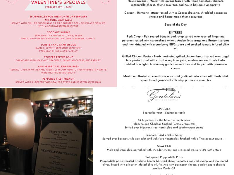 Gentelin's On Broadway Menu