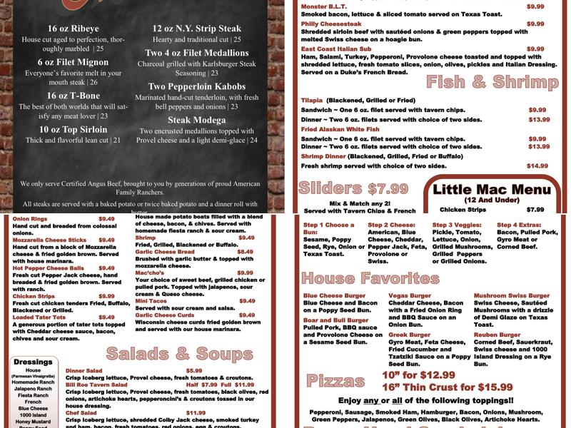 Mac's Downtown Menu