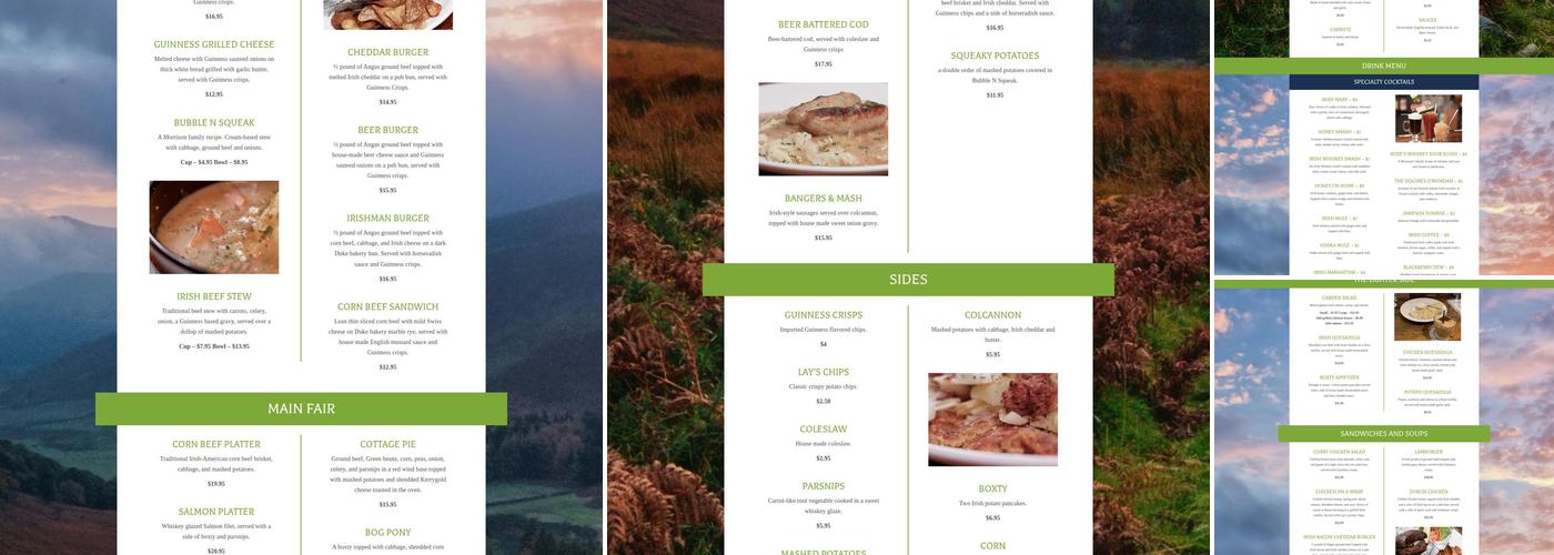 Morrison's Irish Pub Menu