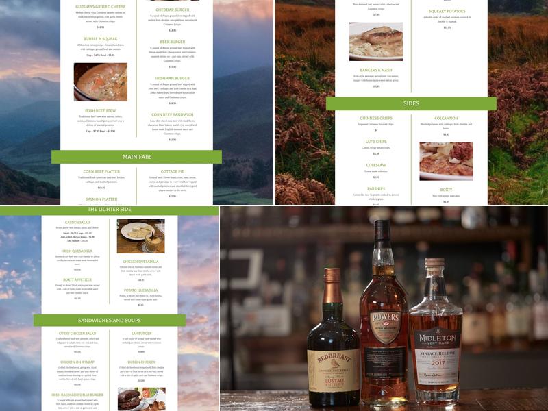 Morrison's Irish Pub Menu