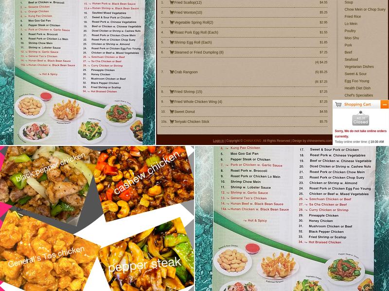 China King Menu