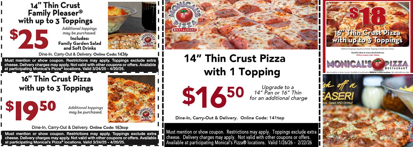 Monical's Pizza Menu