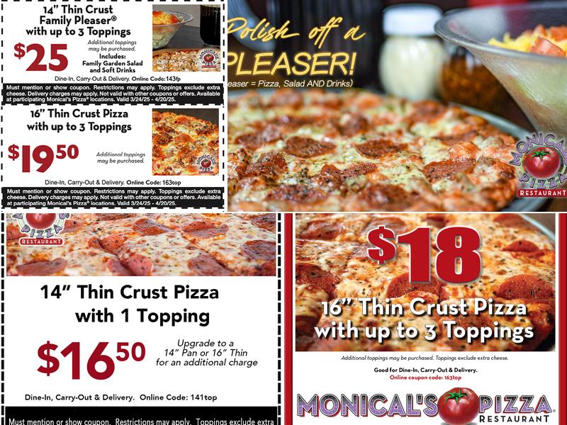 Monical's Pizza Menu