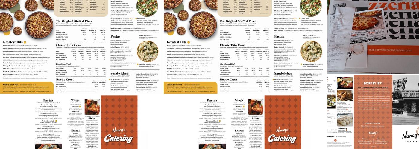 Nancy's Pizza Menu