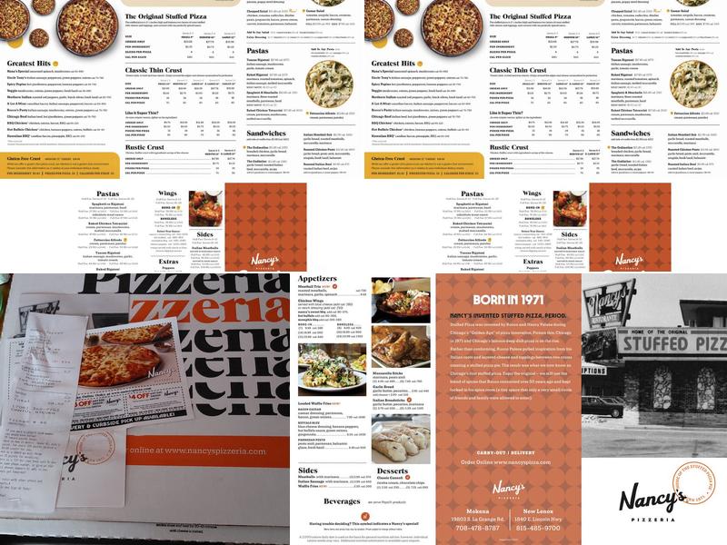 Nancy's Pizza Menu