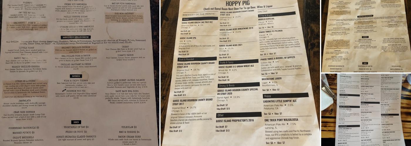 Hoppy Pig Menu
