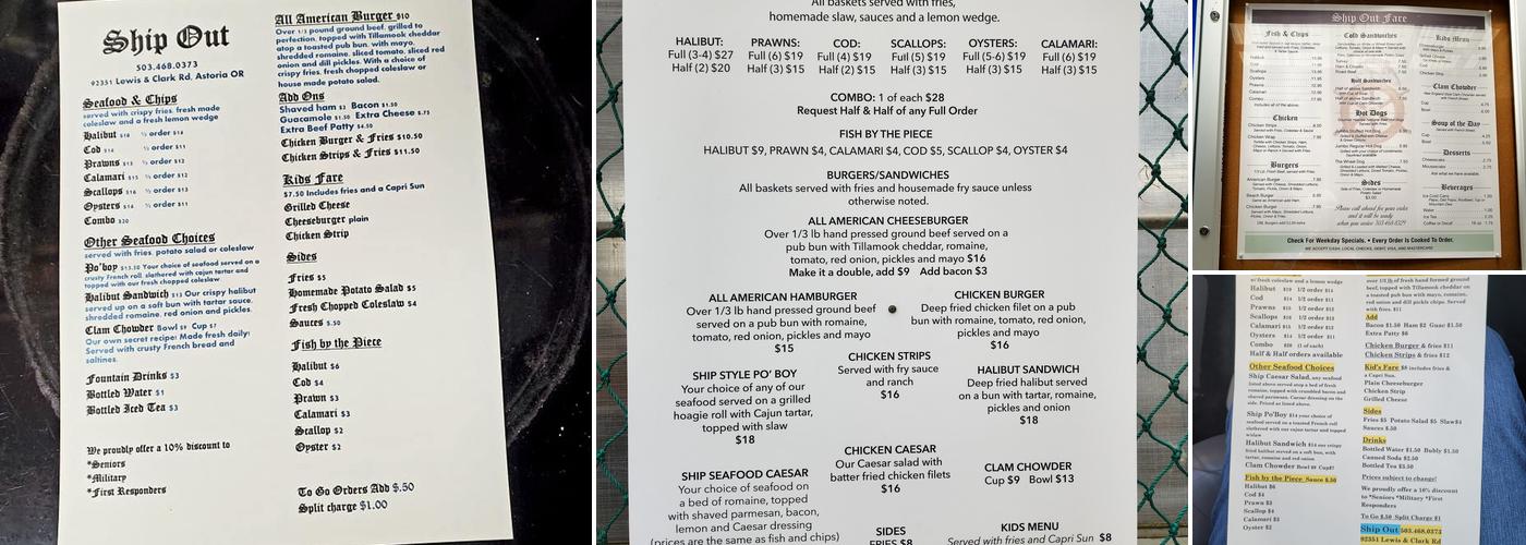 Ship Out Fish & Chips Menu