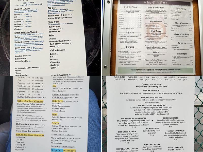 Ship Out Fish & Chips Menu