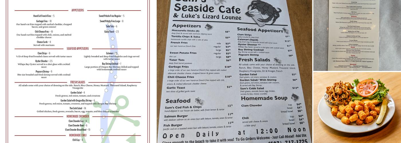 Sam's Seaside Cafe Menu