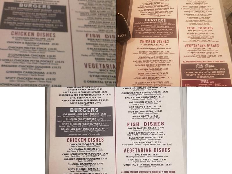 Shantallow House Menu