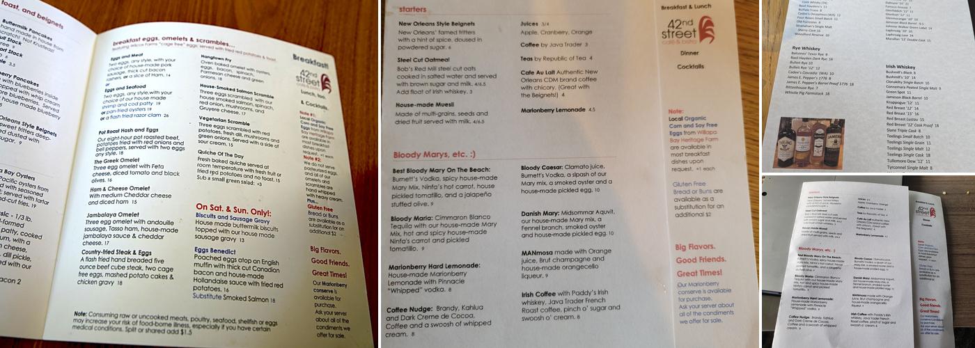 42nd Street Cafe and Bistro Menu