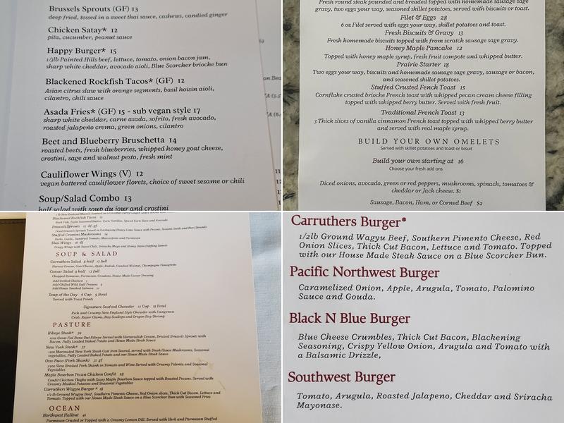 Carruthers Restaurant Menu