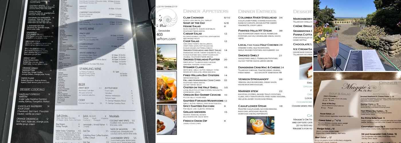 Maggie's On the Prom Menu