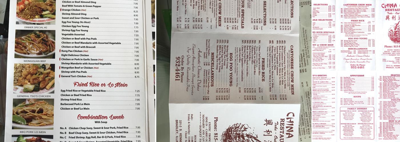China Chef Restaurant Menu