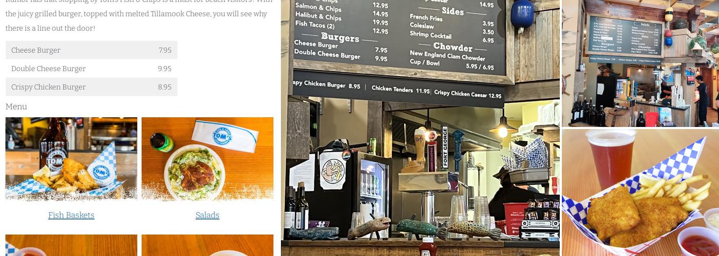 Tom's Fish & Chips Menu