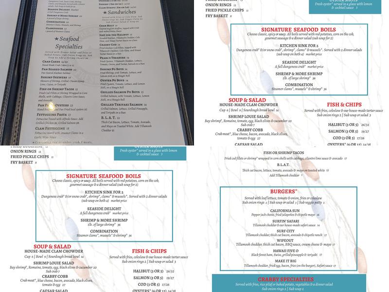 The Crabby Oyster Menu