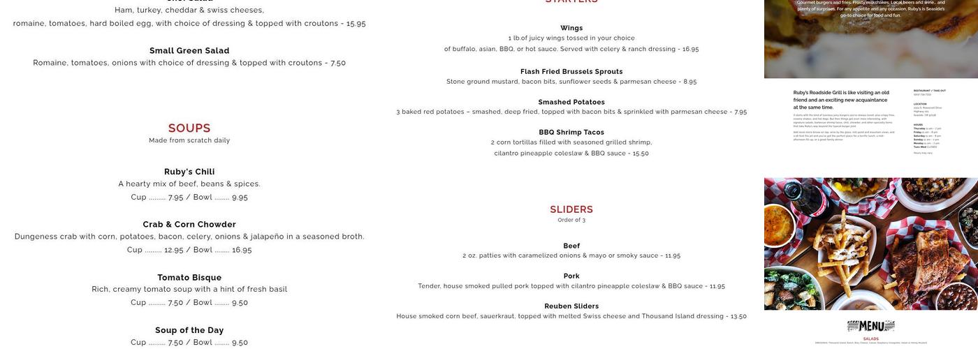 Ruby's Roadside Grill Menu