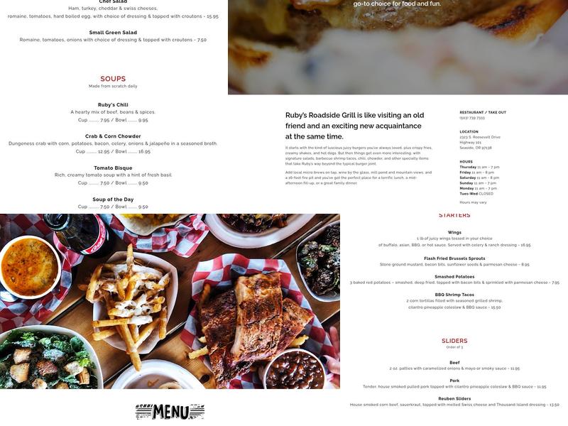 Ruby's Roadside Grill Menu