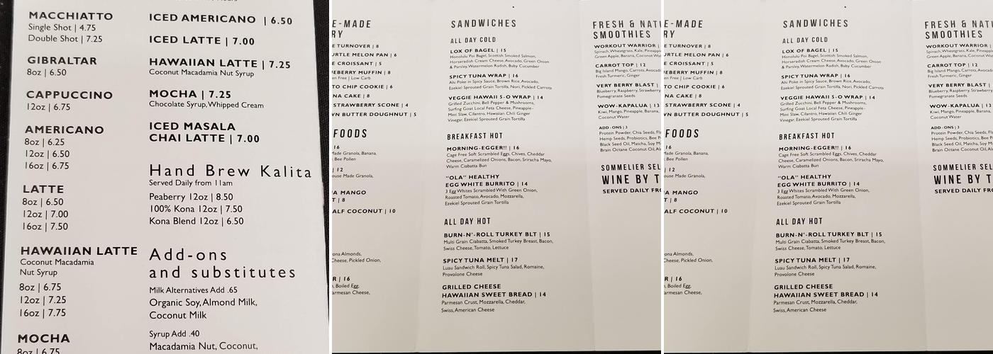 Kai Cafe Menu