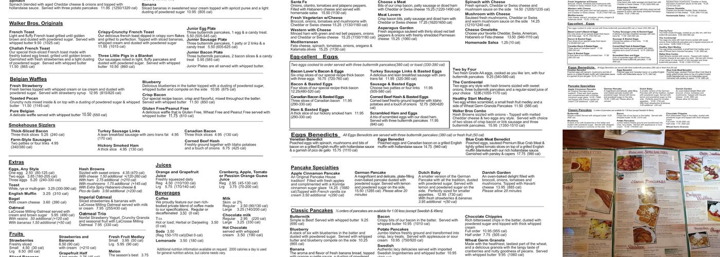 Walker Bros. Original Pancake House Menu