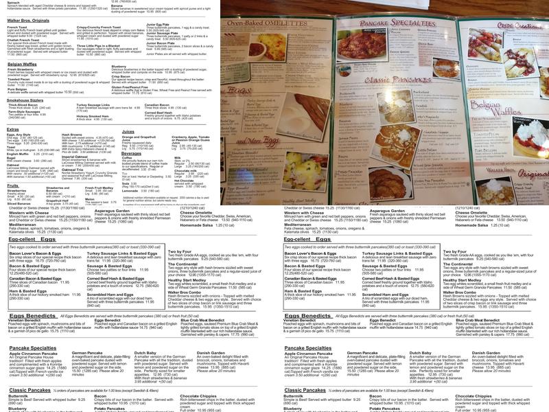 Walker Bros. Original Pancake House Menu
