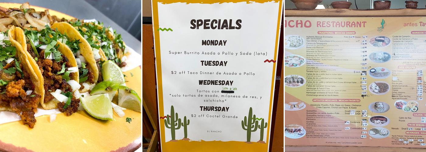 El Rancho Menu