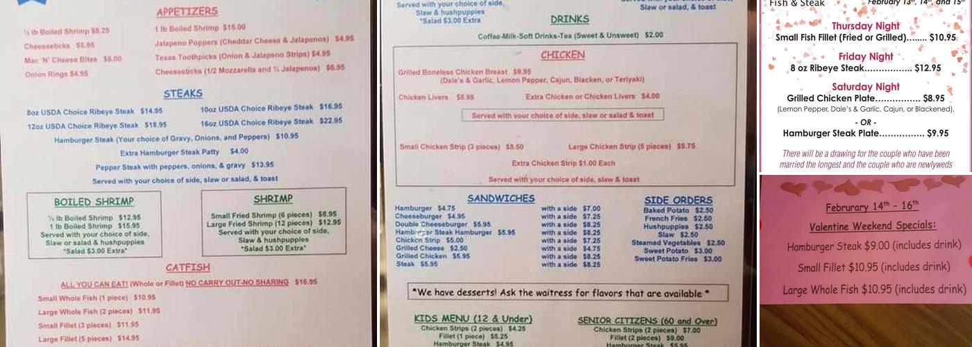 Reeves Fish & Steak House Menu