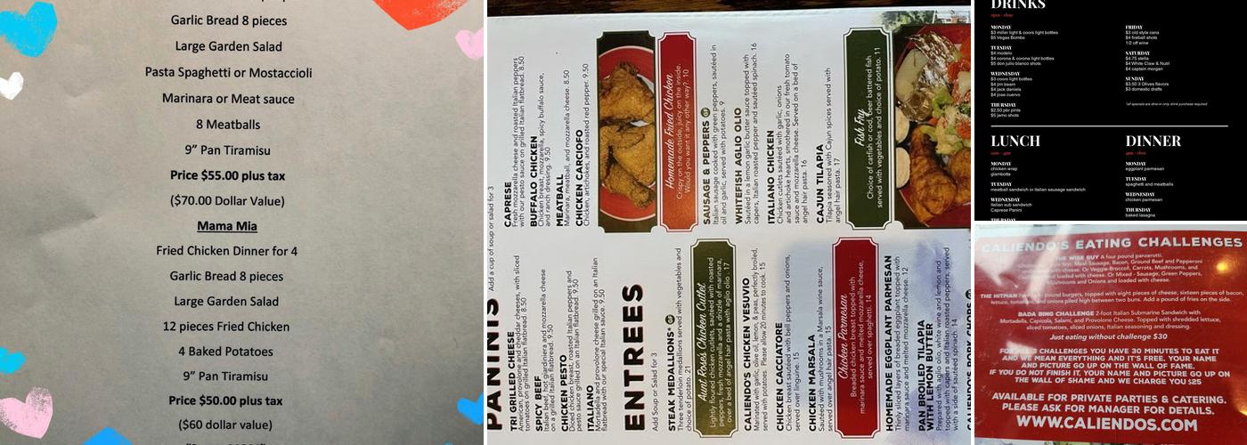 Caliendo's Restaurant & Bar Menu