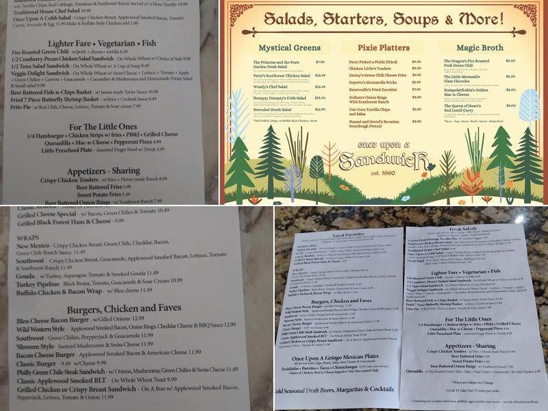 Once Upon A Sandwich Menu