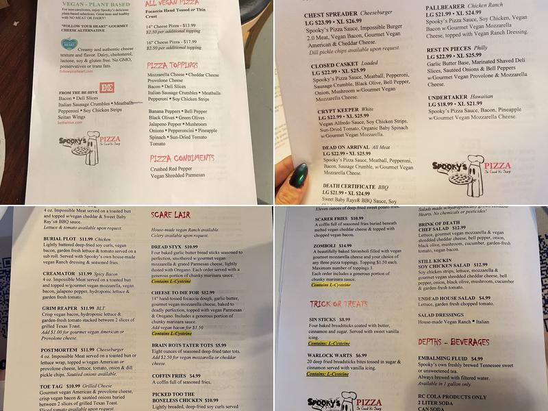 Spooky's Pizza & Grill Menu