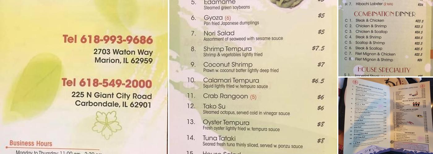 Fujiyama Japanese Steakhouse Menu