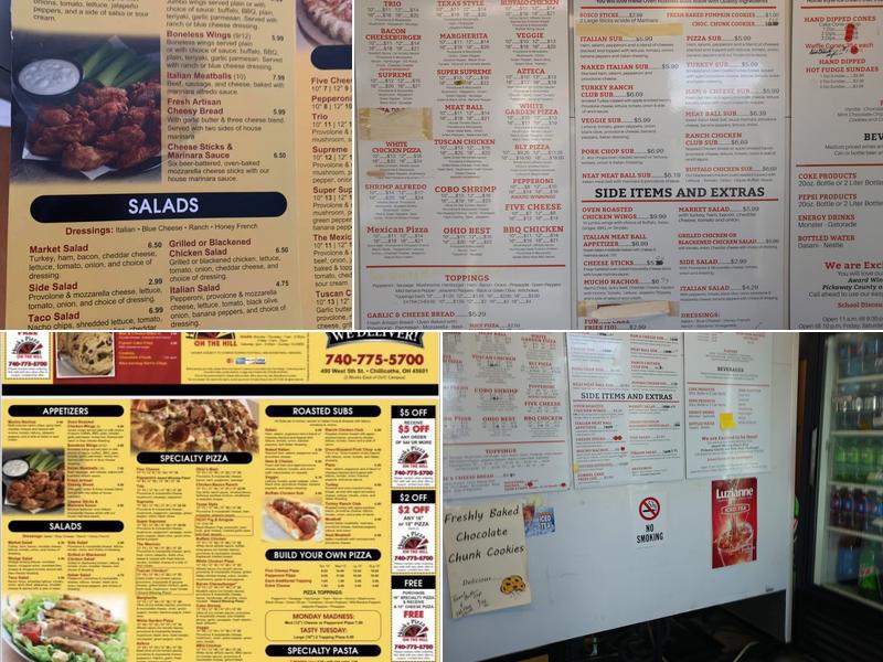 Hooks Pizza On the Hill Menu