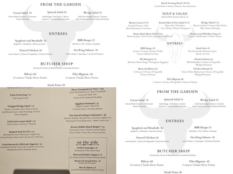 The Grille at Bronze Buffalo Ranch Menu