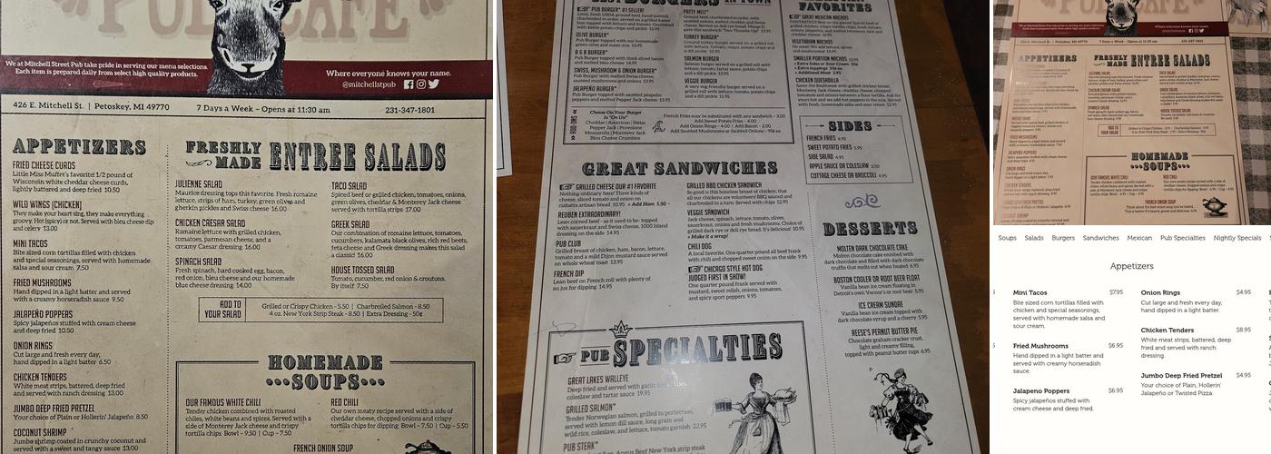 Mitchell Street Pub Menu