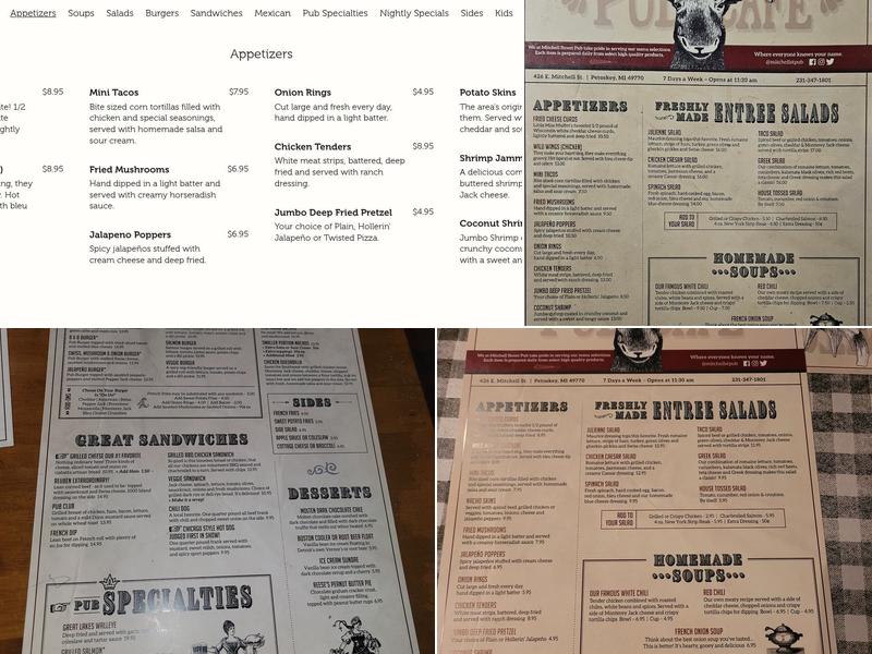 Mitchell Street Pub Menu
