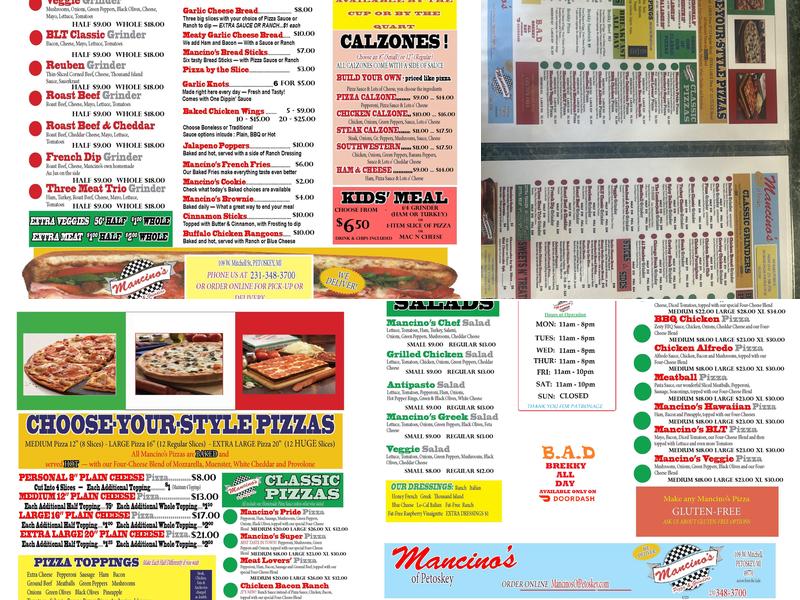 Mancino's of Petoskey Menu
