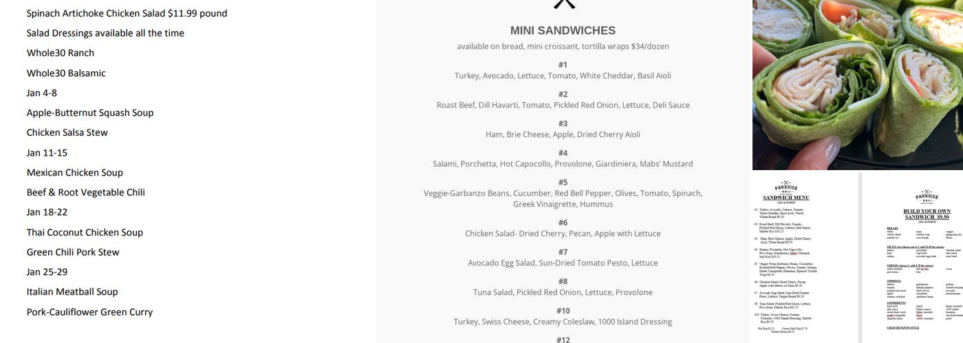 Parkside Deli Menu