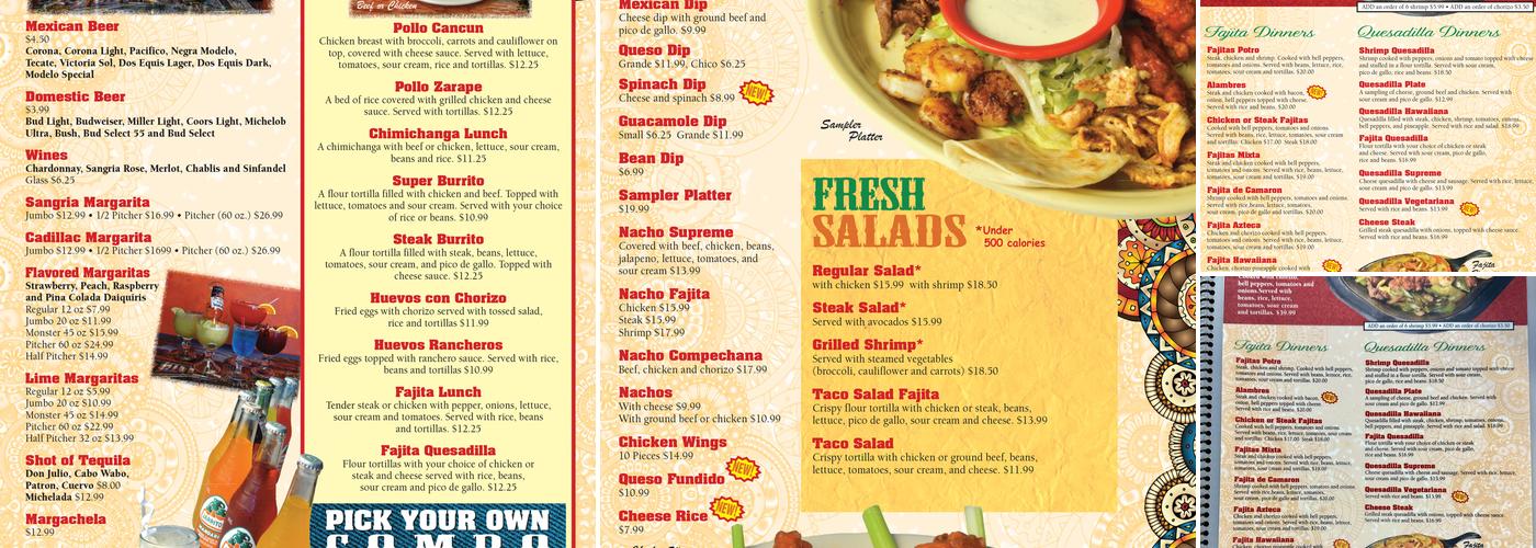 El Potro Mexican Restaurant Menu