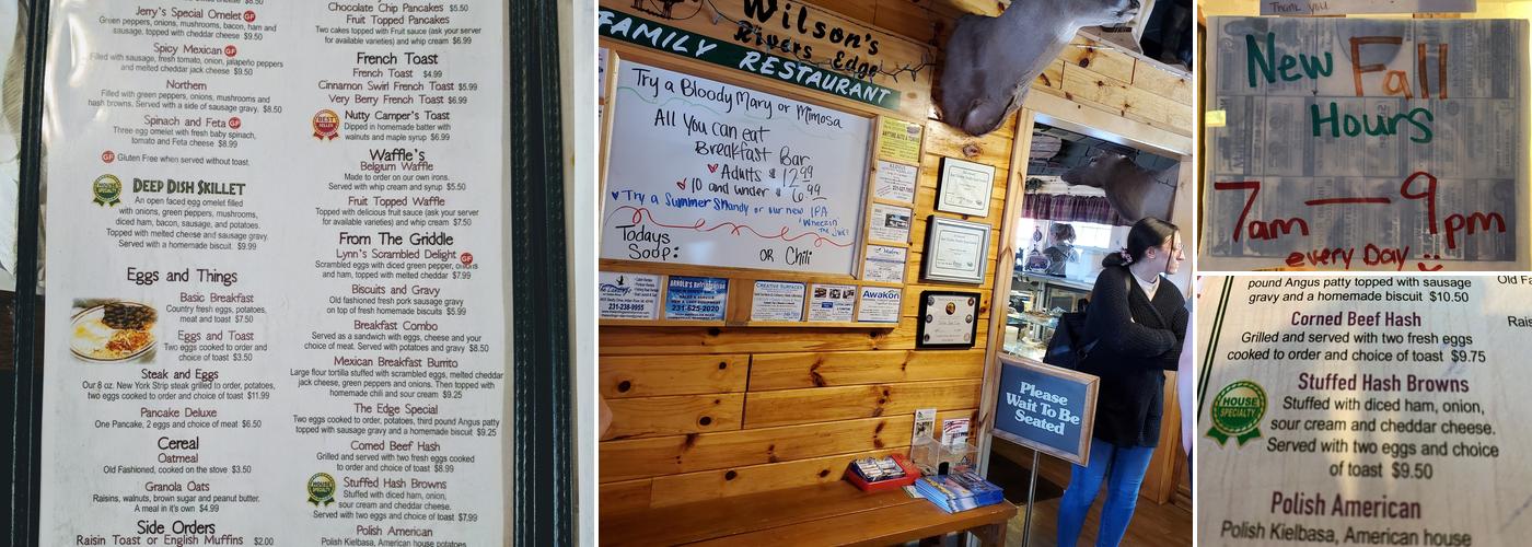 Wilson's Rivers Edge Restaurant Menu