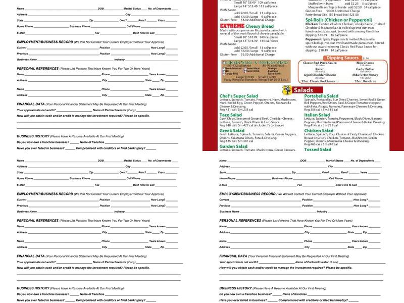 B.C. Pizza Alanson Menu