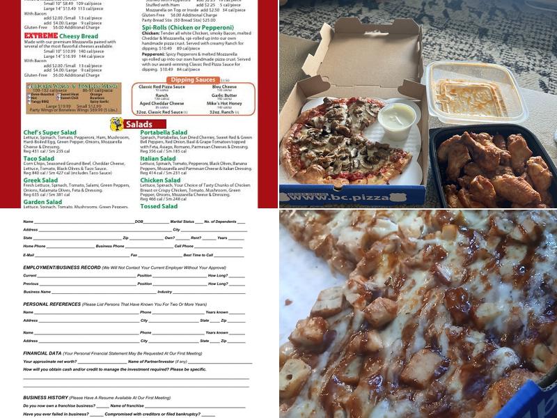 B.C. Pizza Alanson Menu