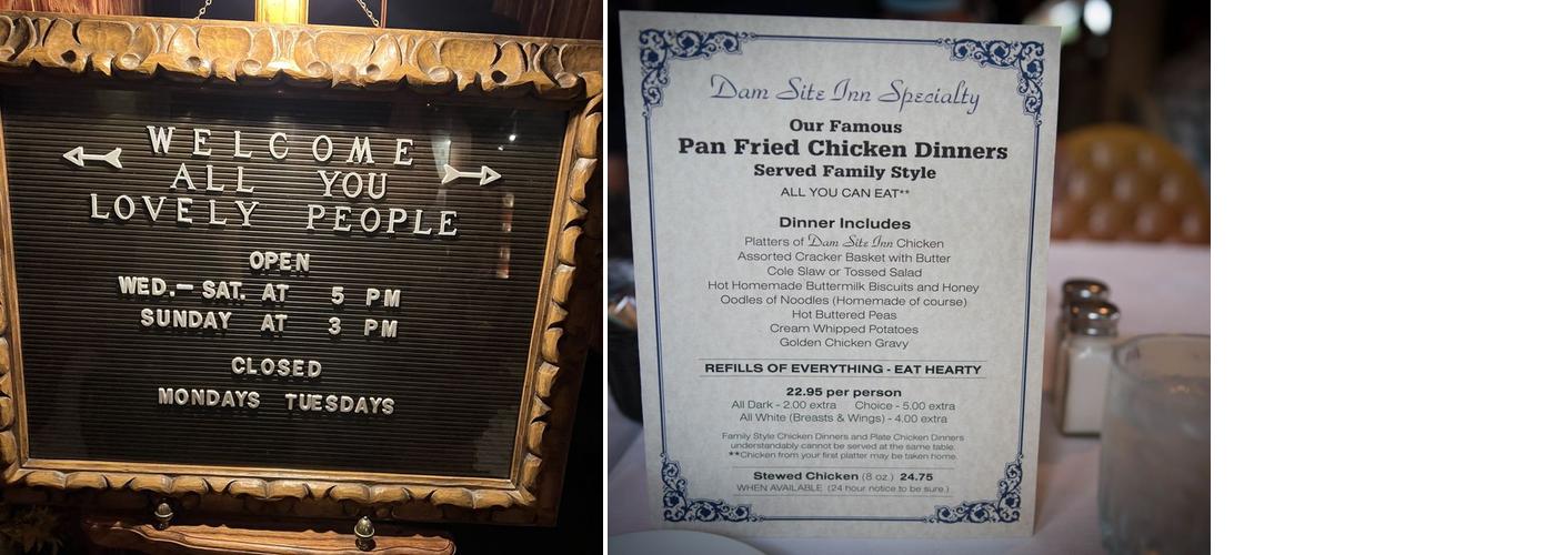 Dam Site Inn Menu