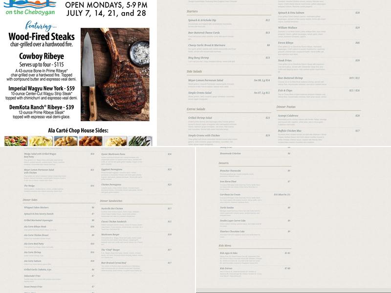 Pier M33 On The Cheboygan Menu