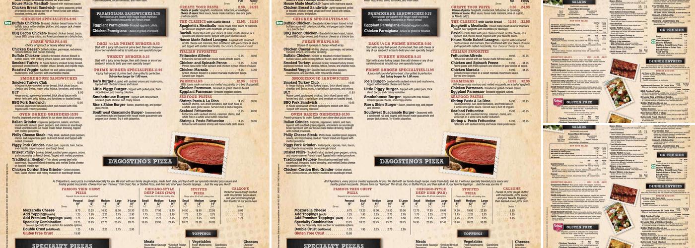 D'Agostino's Pizza and Pub River Grove Menu