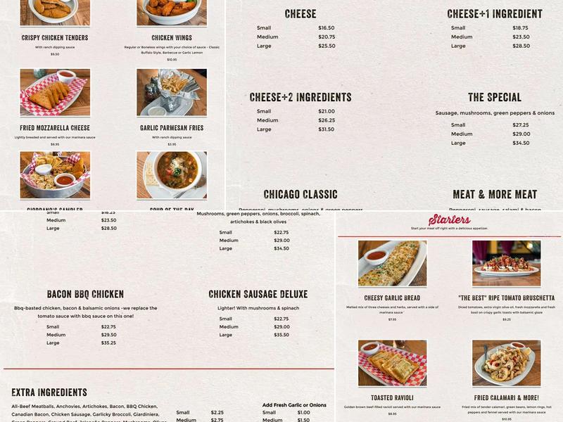 Giordano's Menu