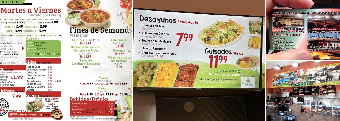 Carnitas Don Alfredo Original Menu