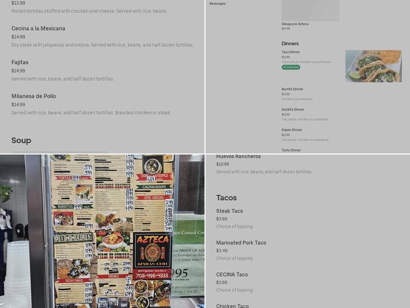 AZTECA MEXICAN GRILL Menu