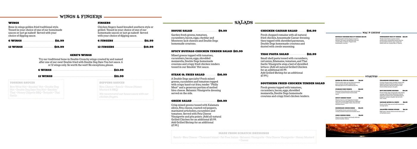 Double Dogs Menu
