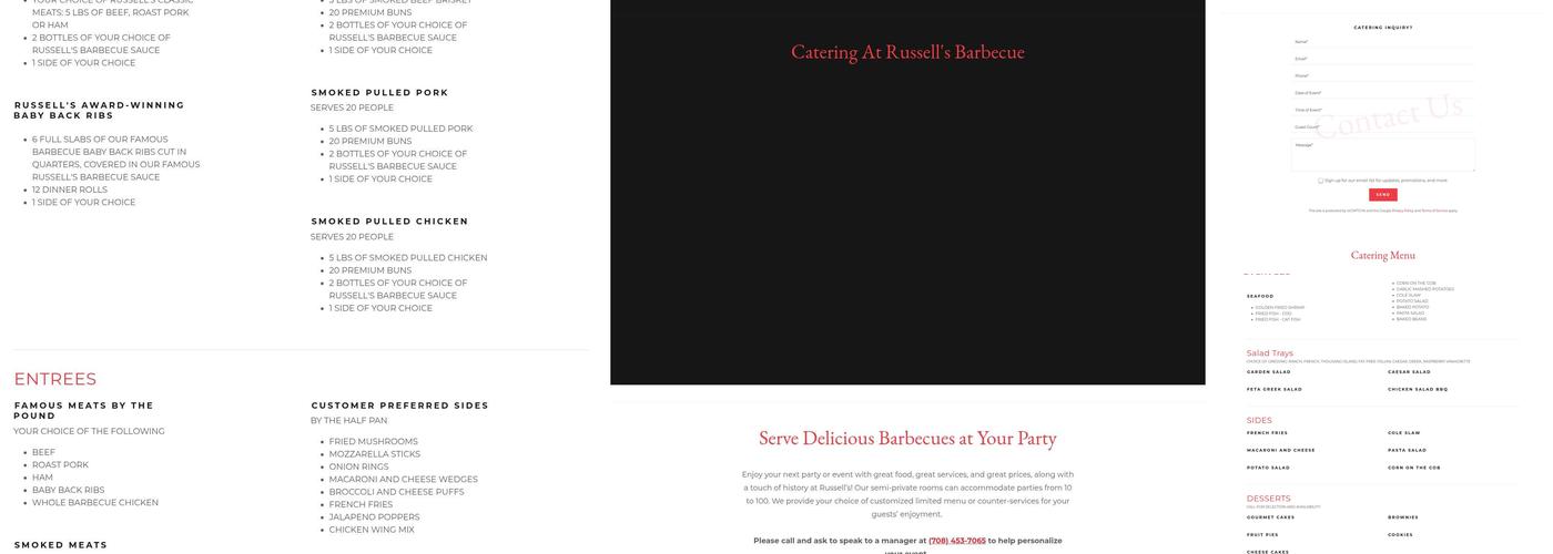 Russell's Barbecue Menu