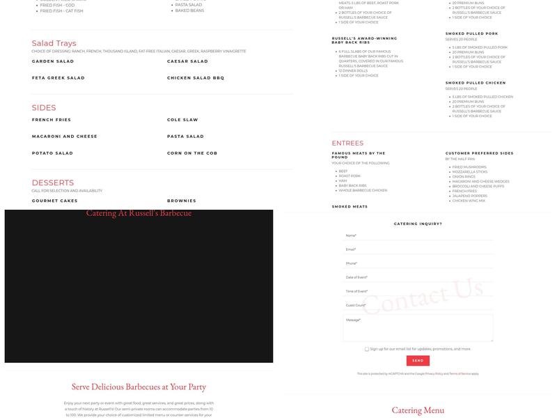 Russell's Barbecue Menu